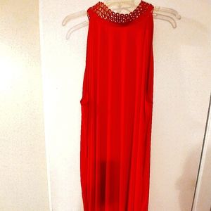 Cato burnt orange halter neck grommet dress